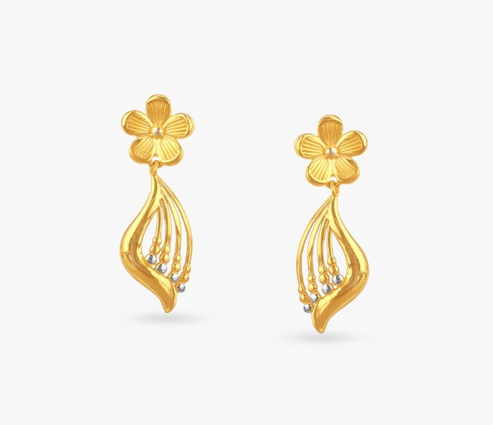 Floral Swing Gold Drop Earrings