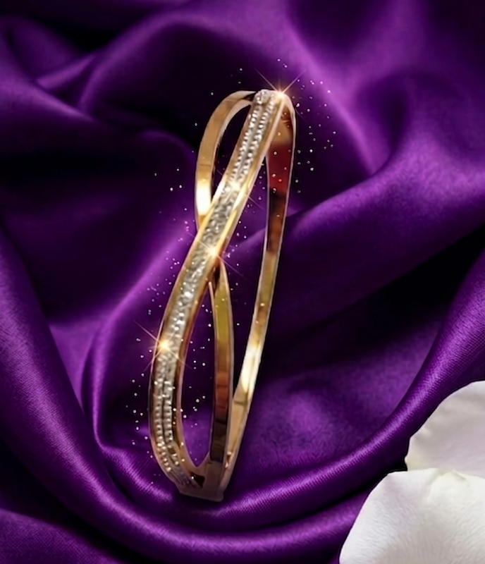 Mira's Gold Plated Infinity Twist Crystal Multi Strand Artificial Bangle Bracelet (MIJ 40215-1)