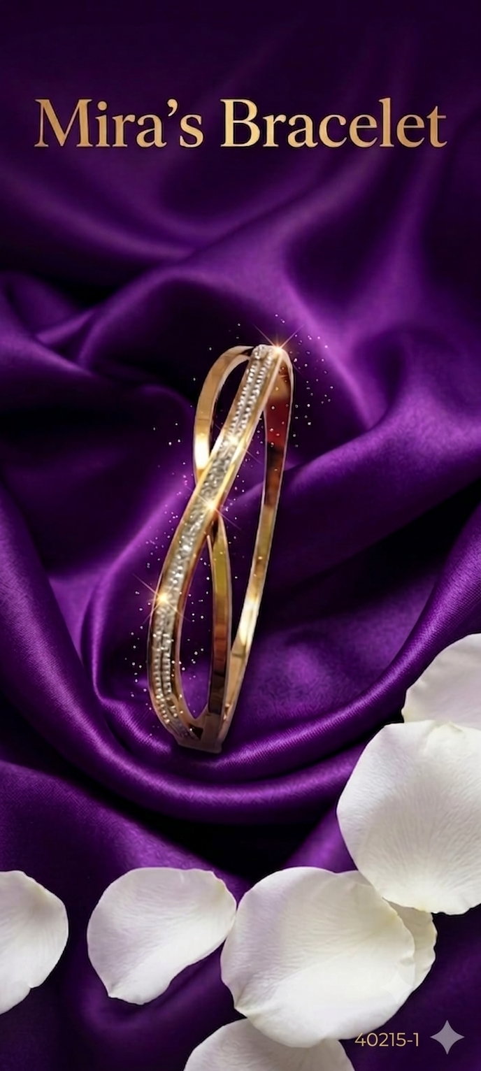 Mira's Gold Plated Infinity Twist Crystal Multi Strand Artificial Bangle Bracelet (MIJ 40215-1)