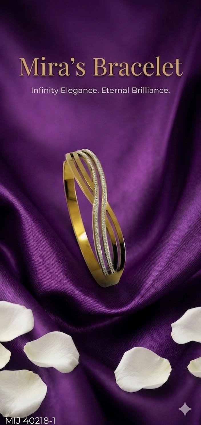 Mira's Gold Plated Infinity Crossover Crystal Multi Strand Artificial Bangle Bracelet (MIJ 40218-1)