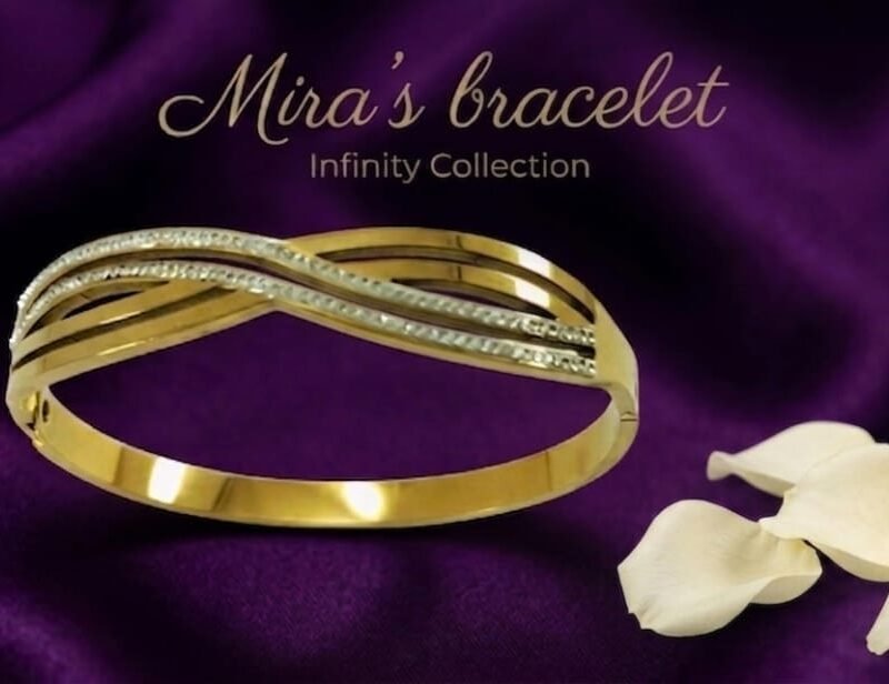 Mira's Gold Plated Infinity Crossover Crystal Multi Strand Artificial Bangle Bracelet (MIJ 40218-1)