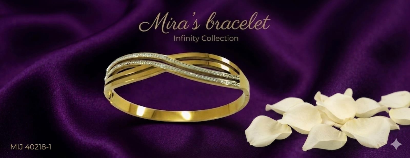 Mira's Gold Plated Infinity Crossover Crystal Multi Strand Artificial Bangle Bracelet (MIJ 40218-1)