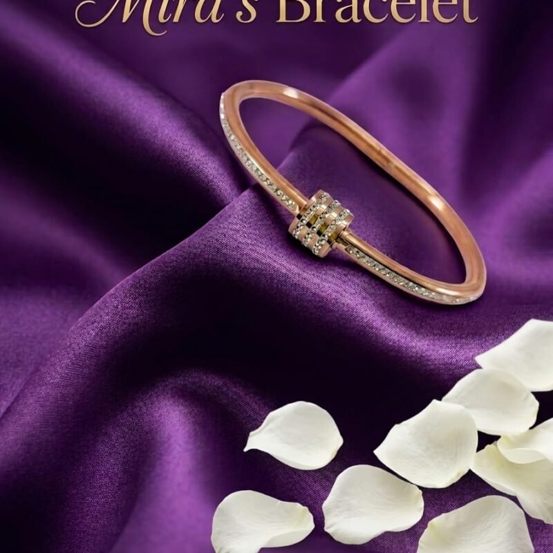 Mira's Rose Gold Plated Triple Band Barrel Bangle Bracelet with Crystals – Style MIJ 4023-1